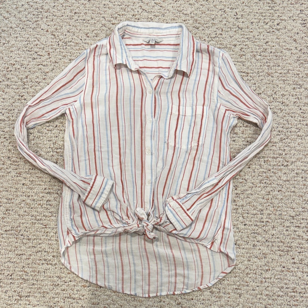 Lucky Brand Women’s Striped Light Weight Button-Up Women’s Top Small C26-003